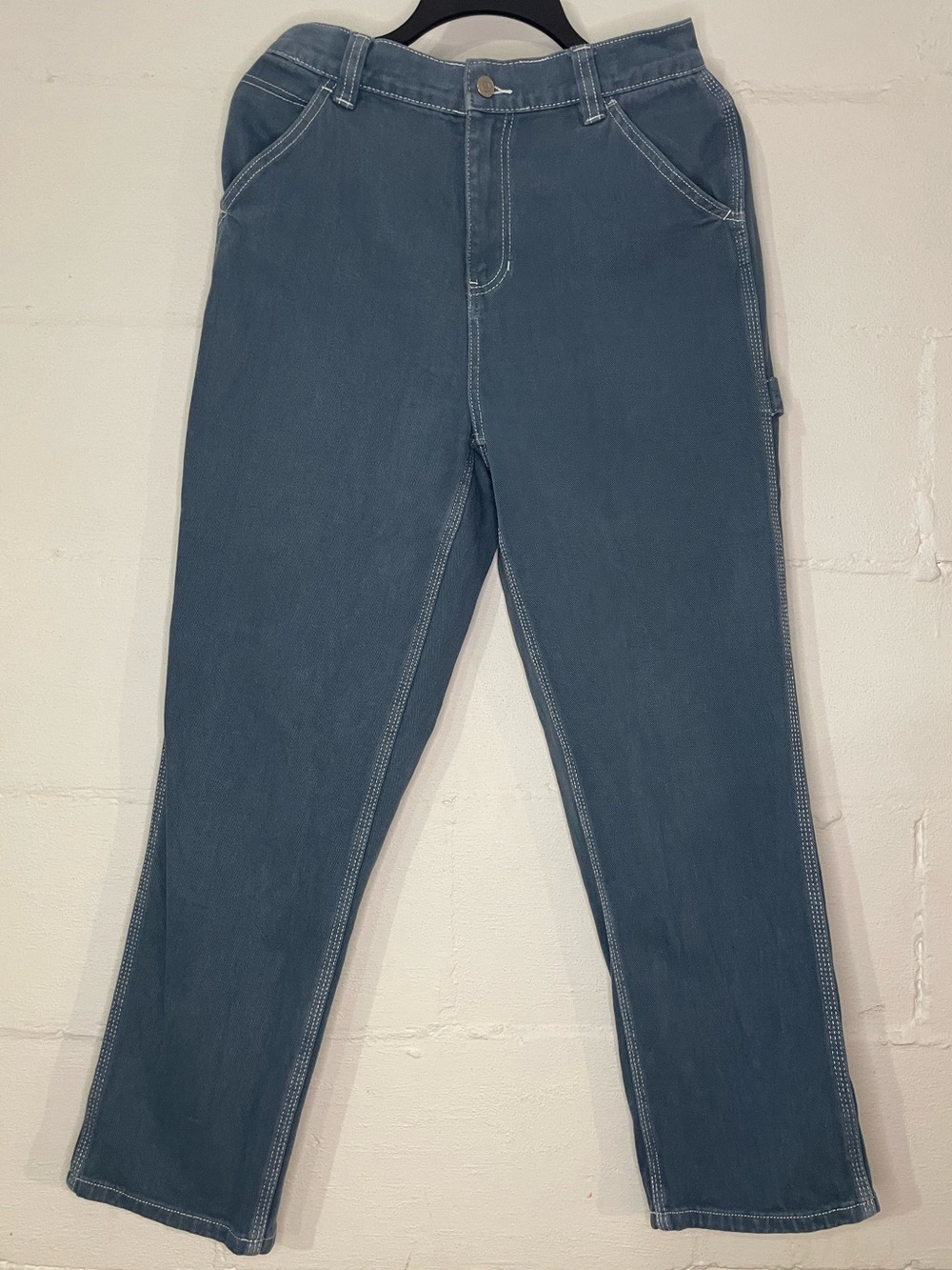 PacSun Teal-Blue Straight Leg Jeans with Contrast Stitching